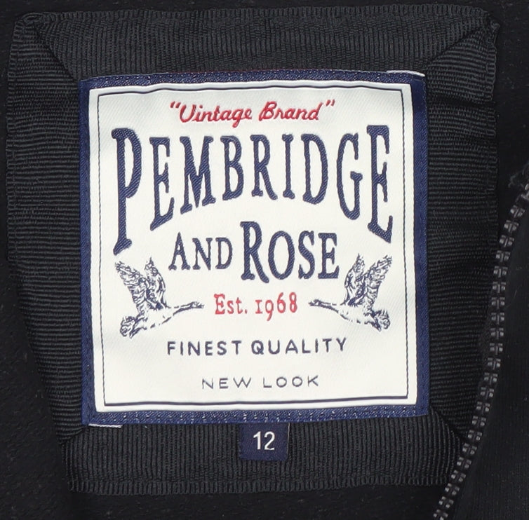 Womens UK Size 12 Pembridge and Rose Black Full Zip Hoodie