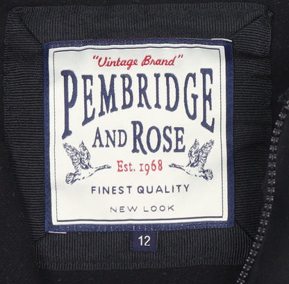 Womens UK Size 12 Pembridge and Rose Black Full Zip Hoodie