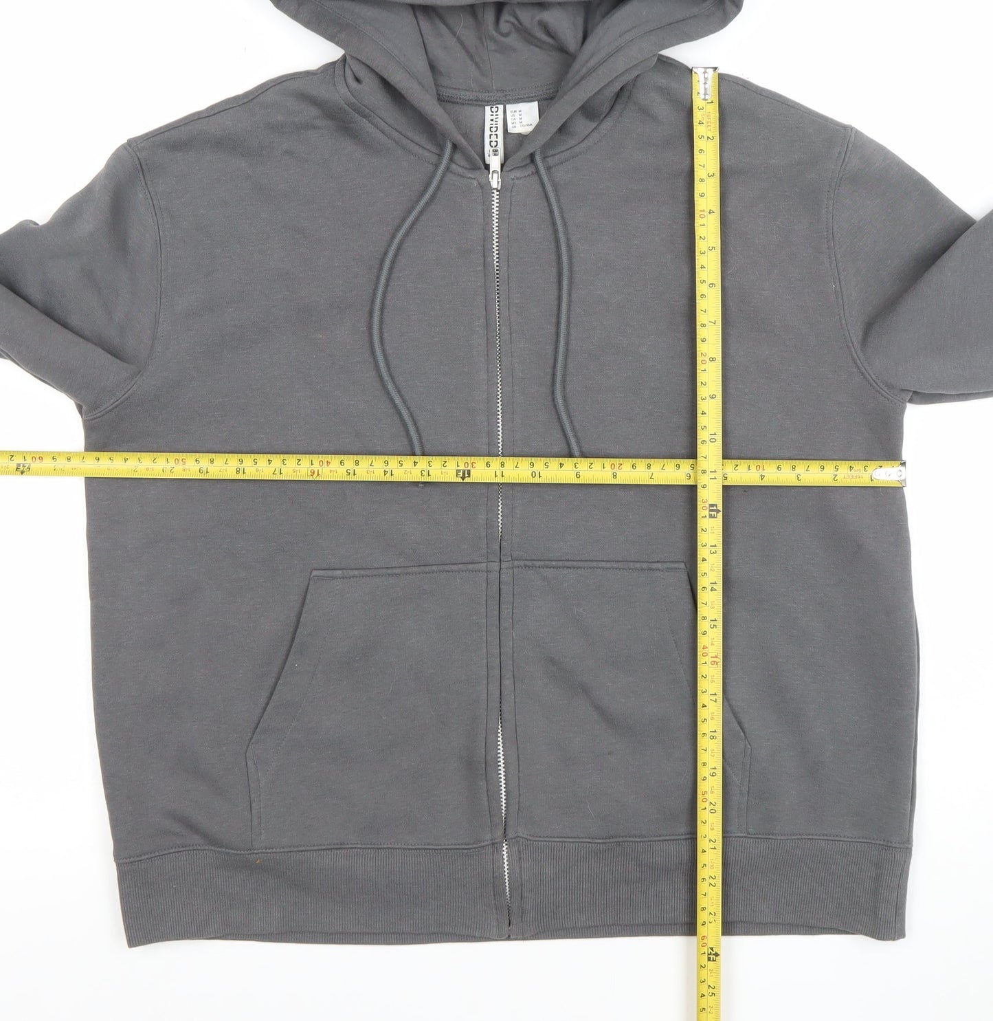 Mens UK Size M Divided Grey Full Zip Hoodie