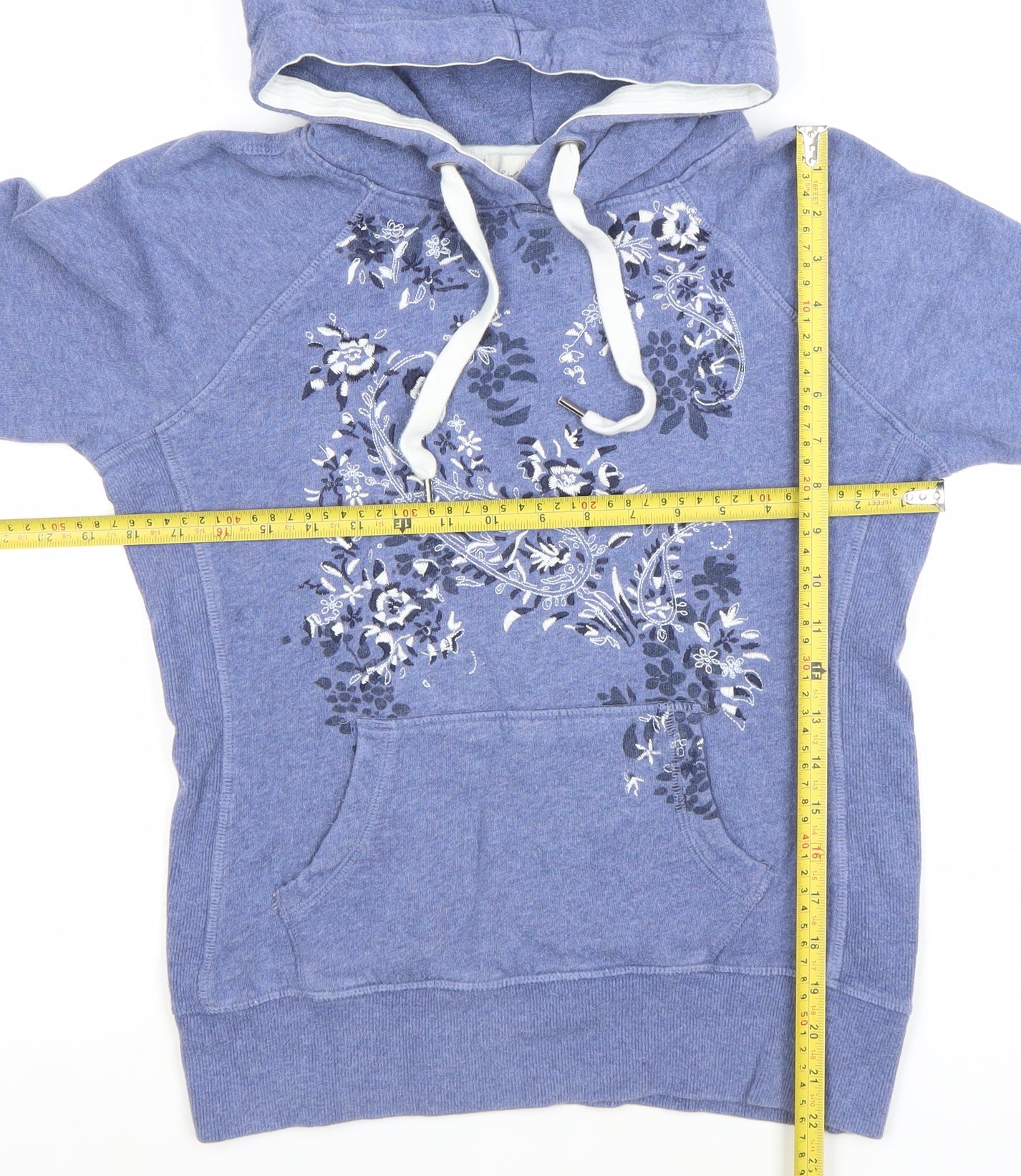 H&M L.O.G.G. Women’s Blue Floral Pullover Hoodie Size Small