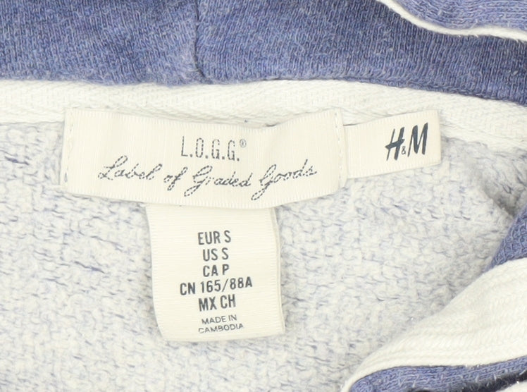 H&M L.O.G.G. Women’s Blue Floral Pullover Hoodie Size Small