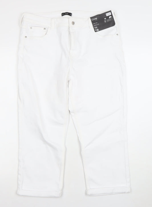 F&F Women’s White Crop Regular Fit Stretch Jeans Size 16