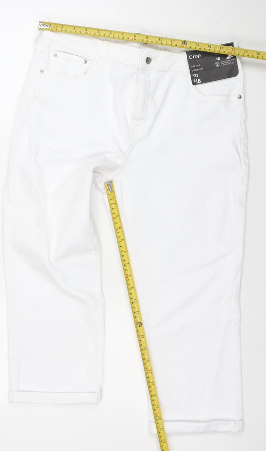 F&F Women’s White Crop Regular Fit Stretch Jeans Size 16