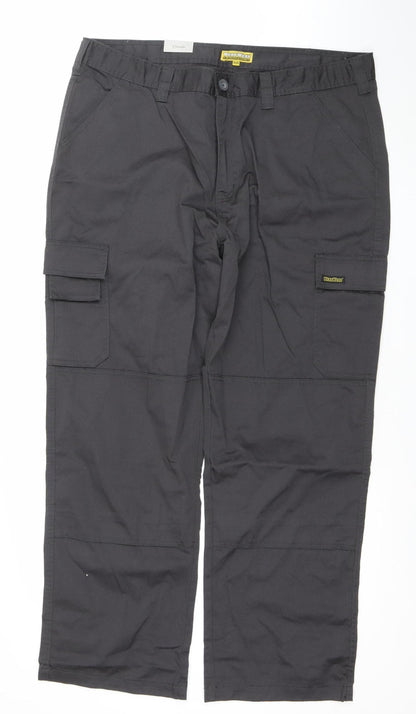 Workwear Men's Black Cargo Work Trousers 40R Cotton Blend Durable