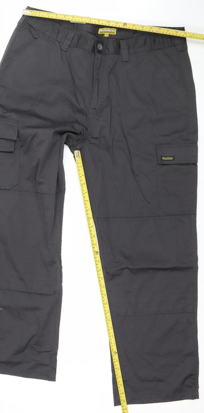 Workwear Men's Black Cargo Work Trousers 40R Cotton Blend Durable
