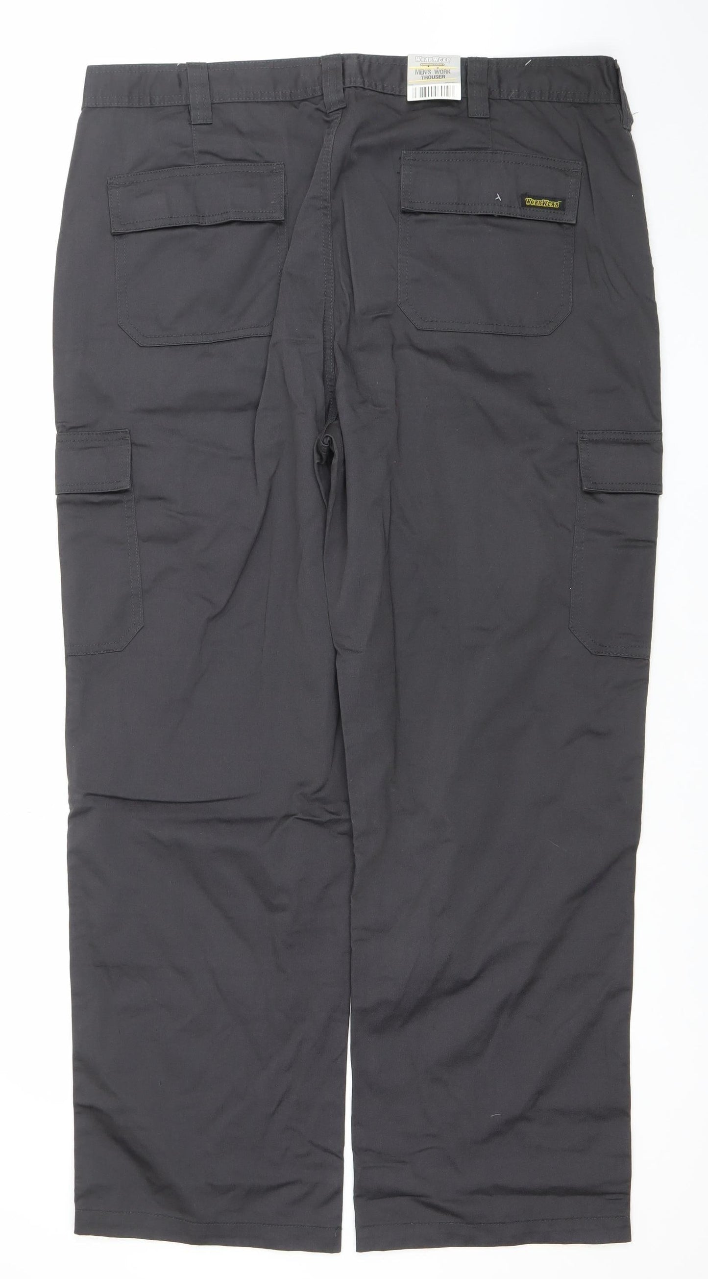 Workwear Men's Black Cargo Work Trousers 40R Cotton Blend Durable