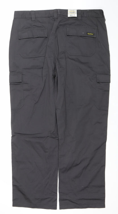 Workwear Men's Black Cargo Work Trousers 40R Cotton Blend Durable