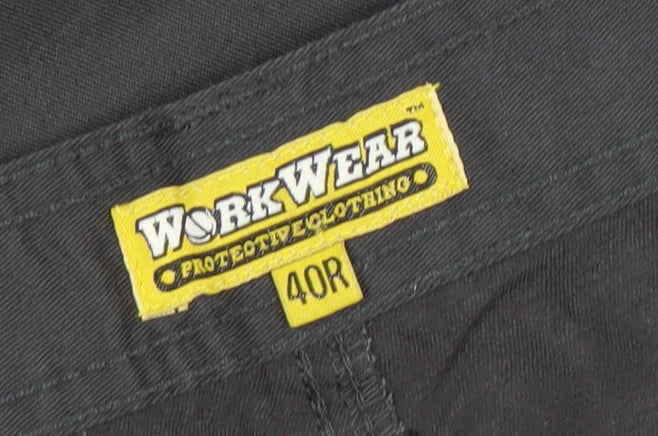 Workwear Men's Black Cargo Work Trousers 40R Cotton Blend Durable