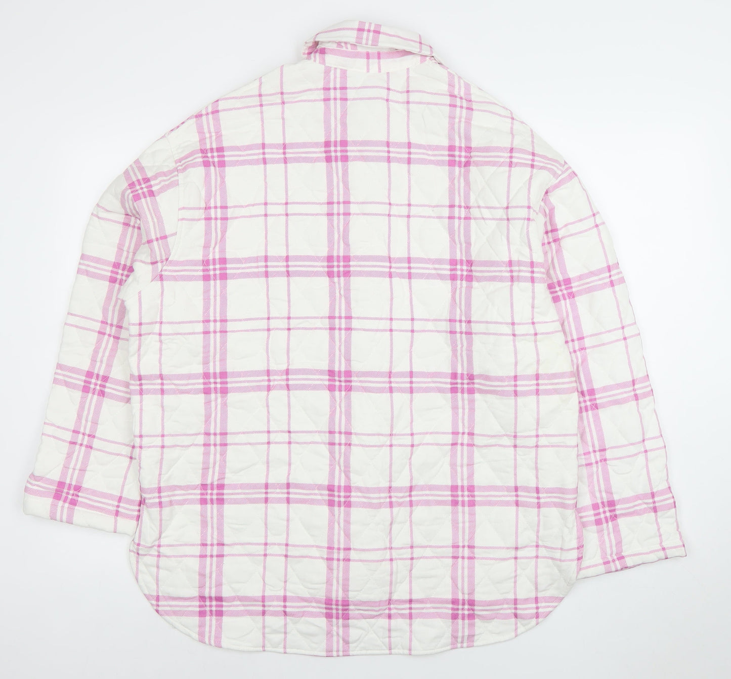Primark Women Pink Check Quilted Long Sleeve Jacket Size 8