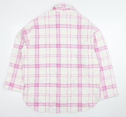 Primark Women Pink Check Quilted Long Sleeve Jacket Size 8