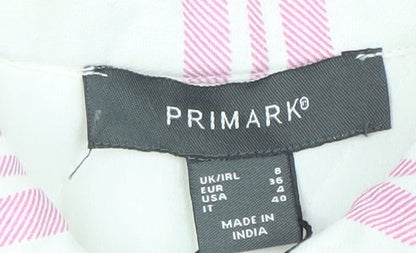 Primark Women Pink Check Quilted Long Sleeve Jacket Size 8
