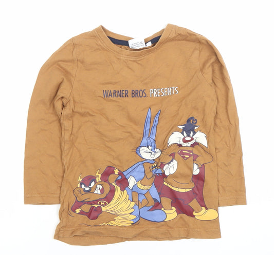 Boys UK Size 116 Warner Bros Brown Basic T-Shirt