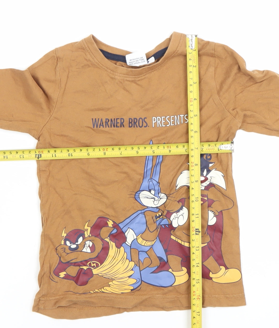 Boys UK Size 116 Warner Bros Brown Basic T-Shirt
