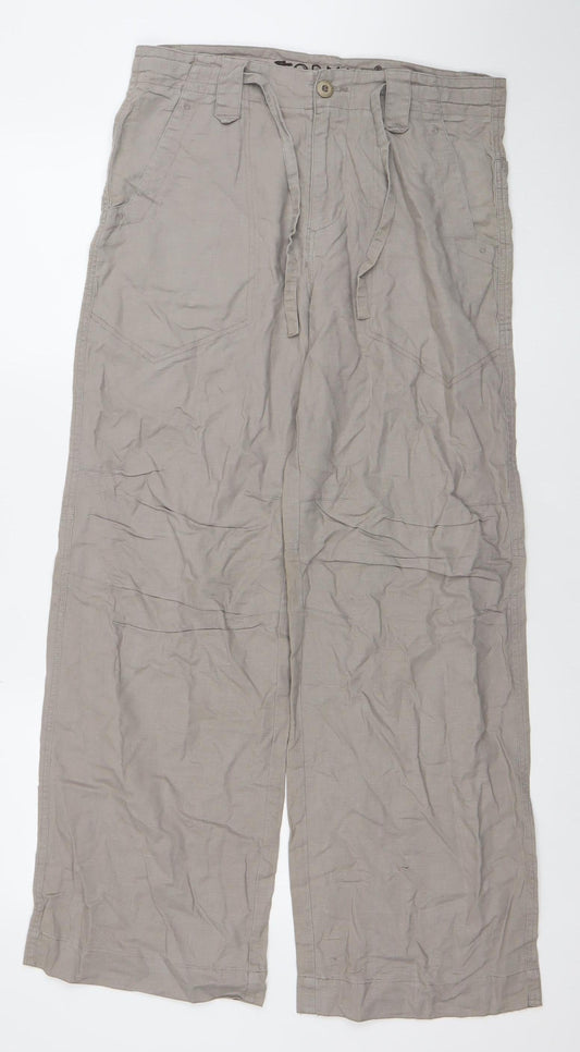 Topman Men's Beige Cargo Linen Blend Trousers Size 30R