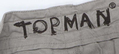 Topman Men's Beige Cargo Linen Blend Trousers Size 30R