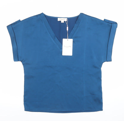 Womens UK Size 10 Emily & Me Blue Basic Blouse