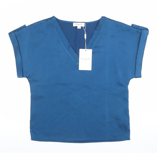 Womens UK Size 10 Emily & Me Blue Basic Blouse