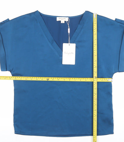 Womens UK Size 10 Emily & Me Blue Basic Blouse