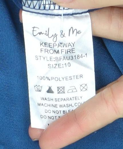 Womens UK Size 10 Emily & Me Blue Basic Blouse