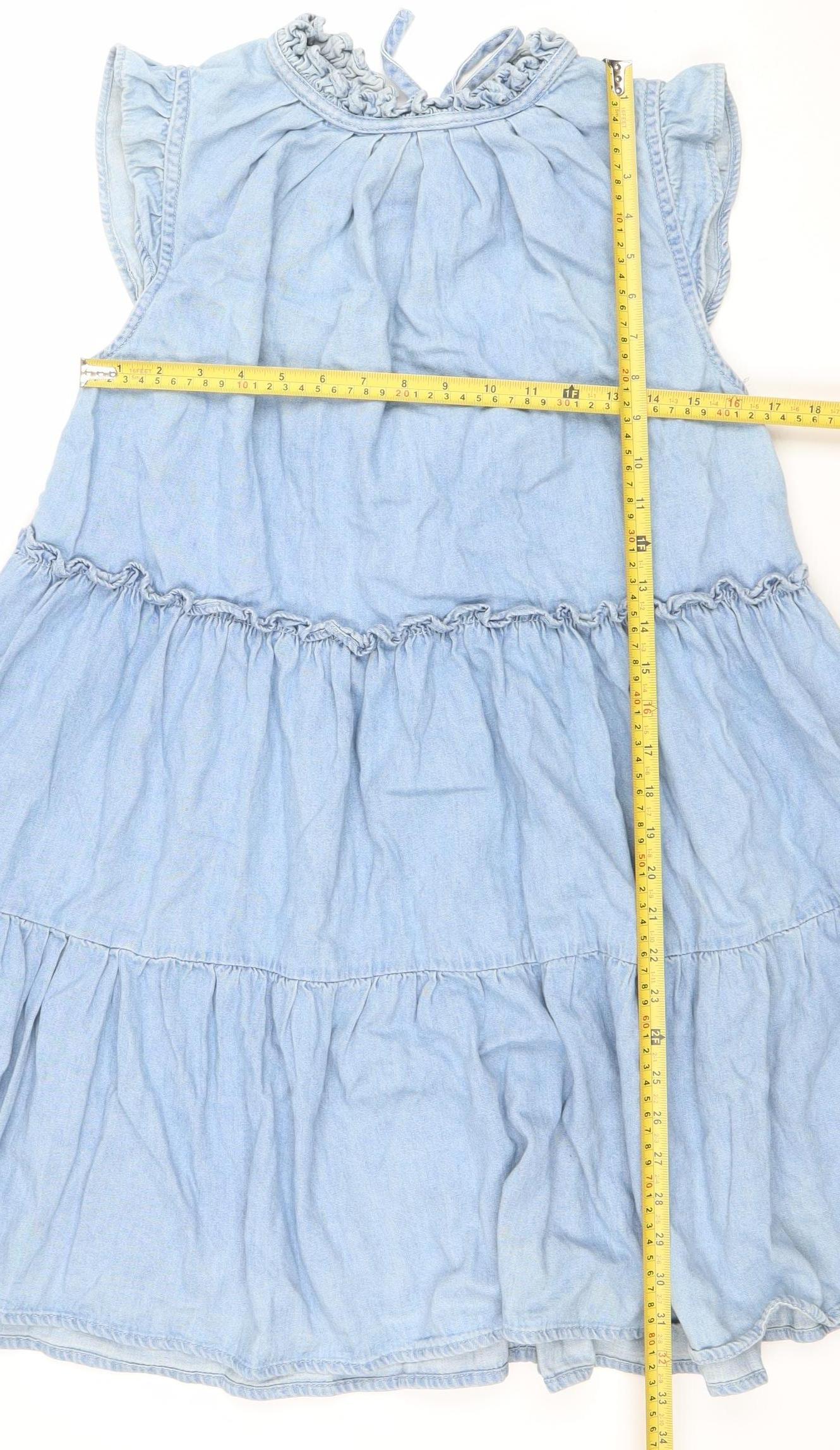 Primark Women Blue Chambray A-Line Sleeveless Casual Dress Size 16