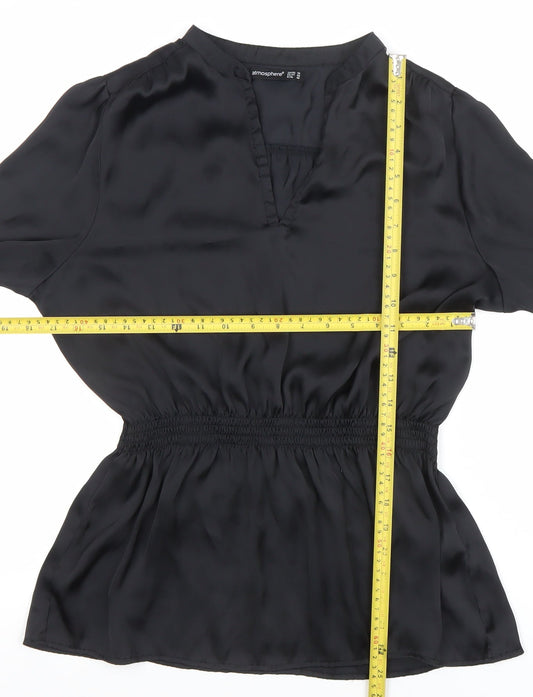 Atmosphere Womens Black V-Neck Tunic Blouse Size 14