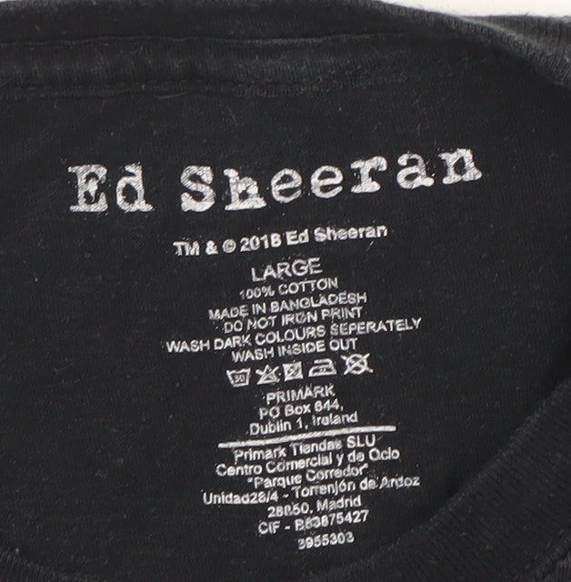 Primark Ed Sheeran Men's Black Large Cotton Band Graphic T-Shirt