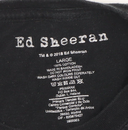 Primark Ed Sheeran Men's Black Large Cotton Band Graphic T-Shirt