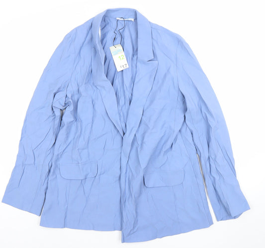 Primark Women Blue Size 12 Single-Breasted Lightweight Blazer