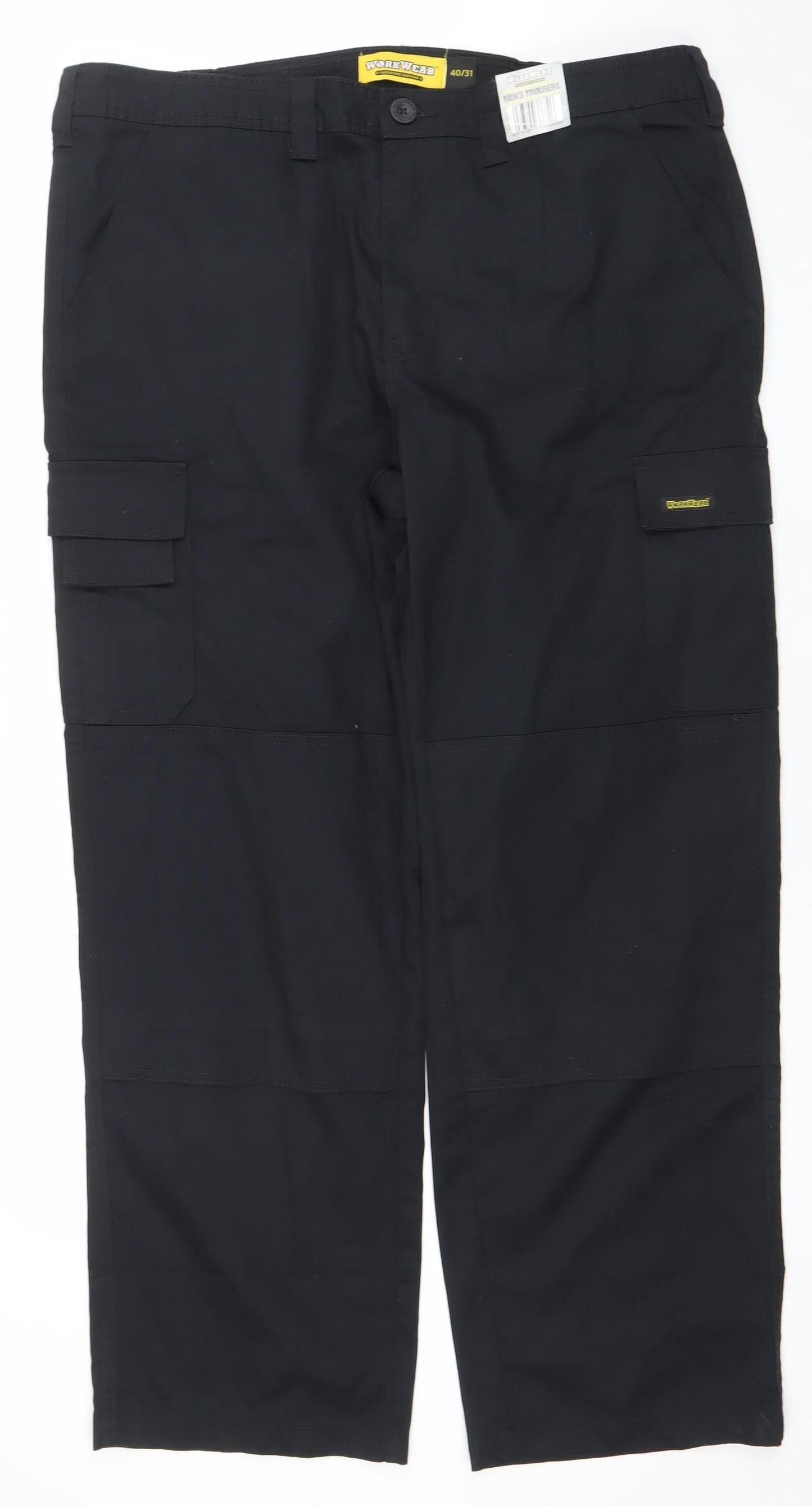 Workwear Men’s Black Cargo Work Trousers 40W 31L Regular Fit