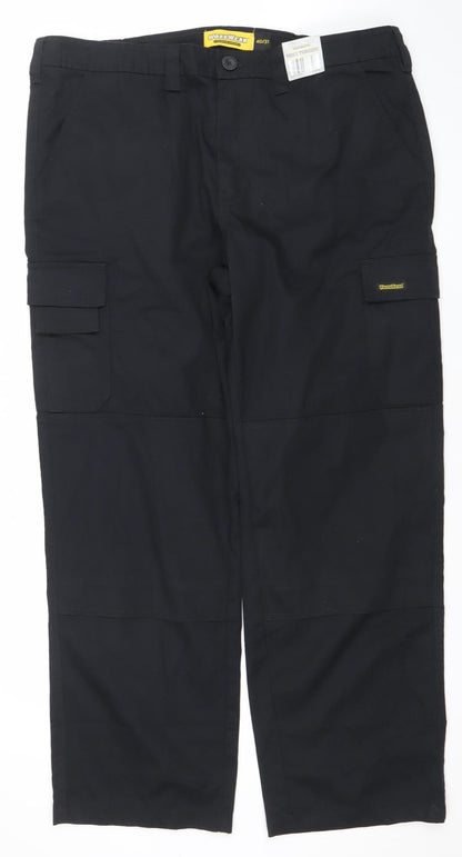 Workwear Men’s Black Cargo Work Trousers 40W 31L Regular Fit