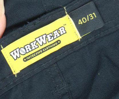 Workwear Men’s Black Cargo Work Trousers 40W 31L Regular Fit
