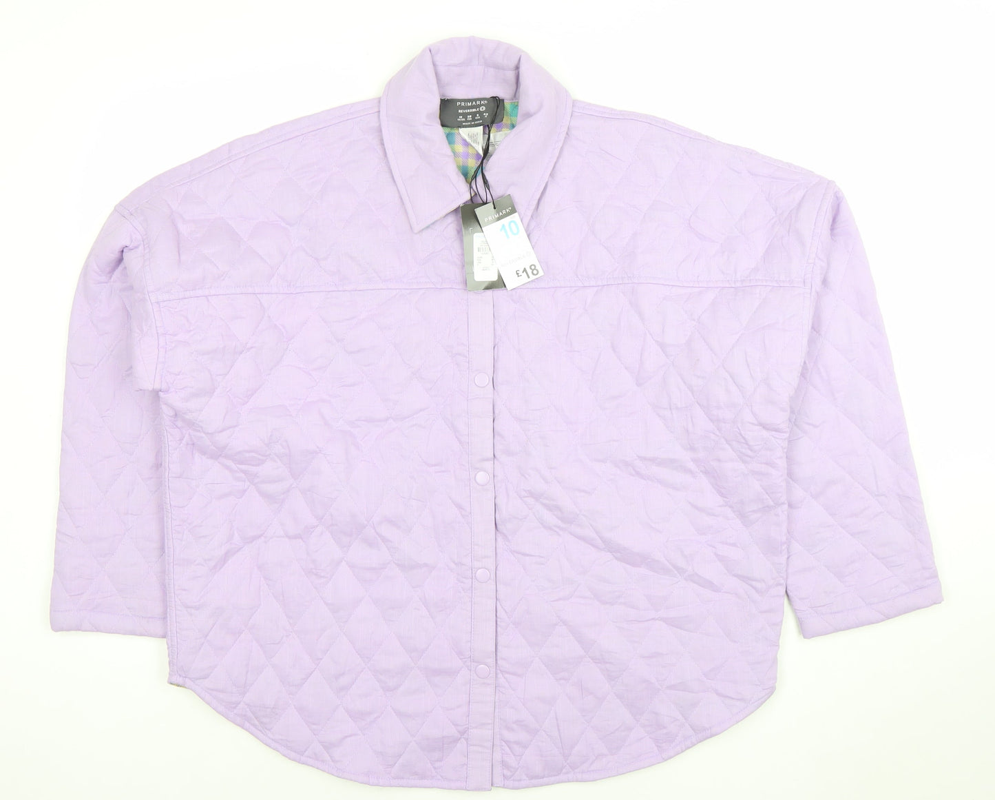 Primark Women Purple Quilted Reversible Jacket Size 10
