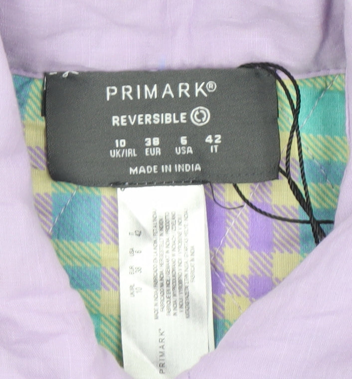 Primark Women Purple Quilted Reversible Jacket Size 10