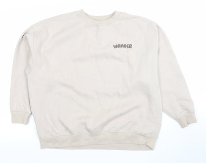 Primark Cares Women Beige Graphic Pullover Sweatshirt Size M