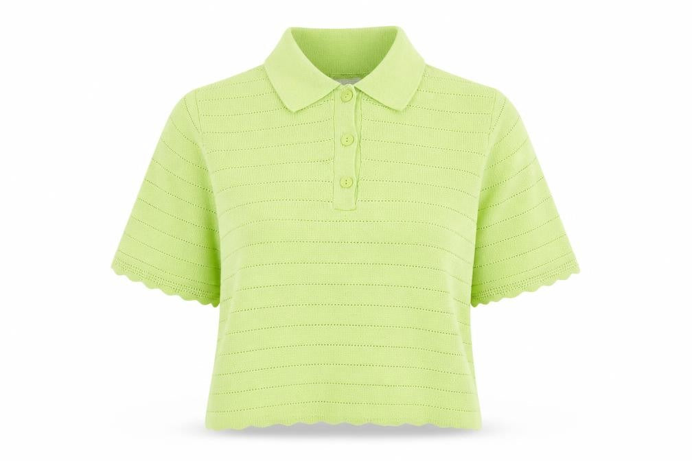 Womens UK Size M MNG Green Cropped Polo