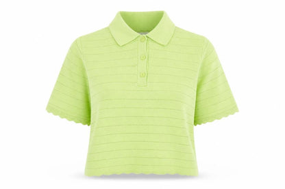 Womens UK Size M MNG Green Cropped Polo