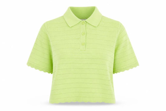 Womens UK Size M MNG Green Cropped Polo