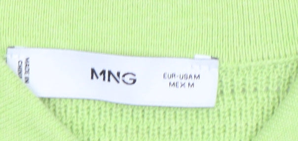 MNG Women’s Green Knit Cropped Polo Shirt Size M