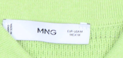 MNG Women’s Green Knit Cropped Polo Shirt Size M