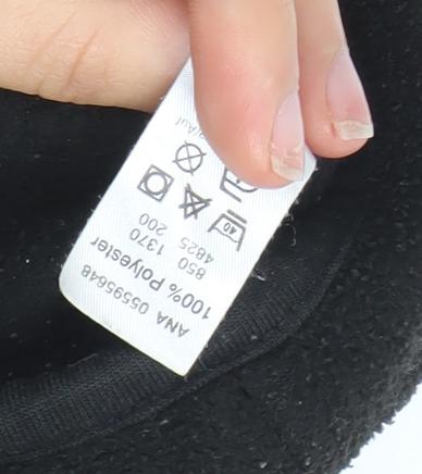 George Men Black Fleece 1/4 Zip Jacket Medium Regular Fit