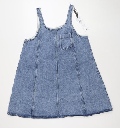Noisy May Women’s Blue Denim Pinafore Dress Size L Casual Sleeveless