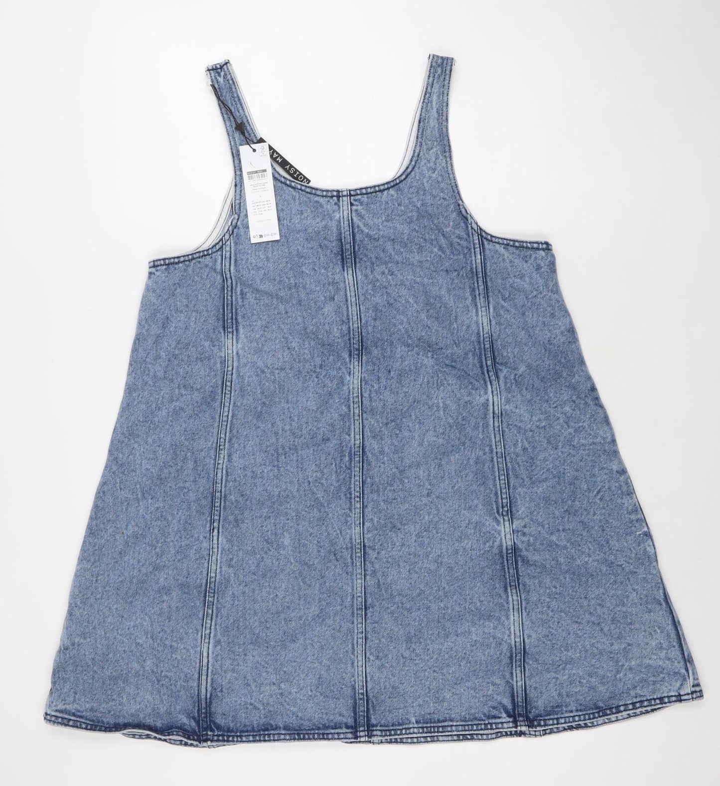 Noisy May Women’s Blue Denim Pinafore Dress Size L Casual Sleeveless