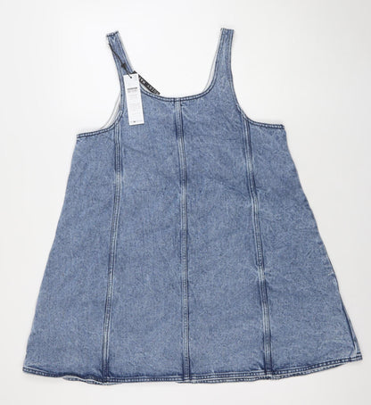 Noisy May Women’s Blue Denim Pinafore Dress Size L Casual Sleeveless
