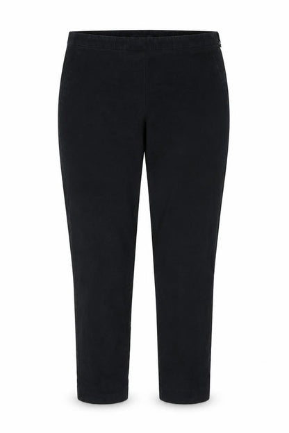 Front view of Dunnes Women’s Black Cotton Stretch Slim Trousers, size UK 10