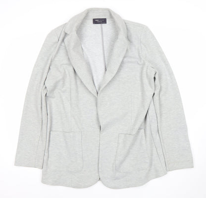 Marks and Spencer Women Grey Size 14 Relaxed Fit Blazer Jacket