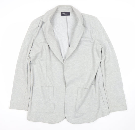 Marks and Spencer Women Grey Size 14 Relaxed Fit Blazer Jacket