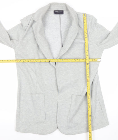Marks and Spencer Women Grey Size 14 Relaxed Fit Blazer Jacket