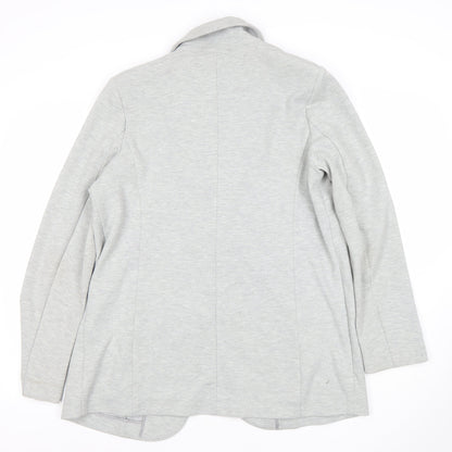 Marks and Spencer Women Grey Size 14 Relaxed Fit Blazer Jacket