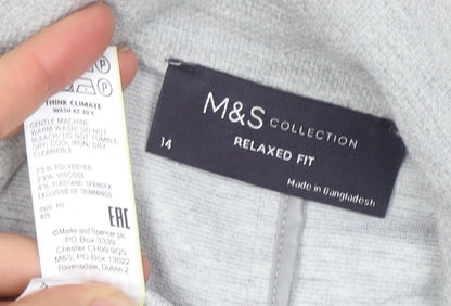 Marks and Spencer Women Grey Size 14 Relaxed Fit Blazer Jacket