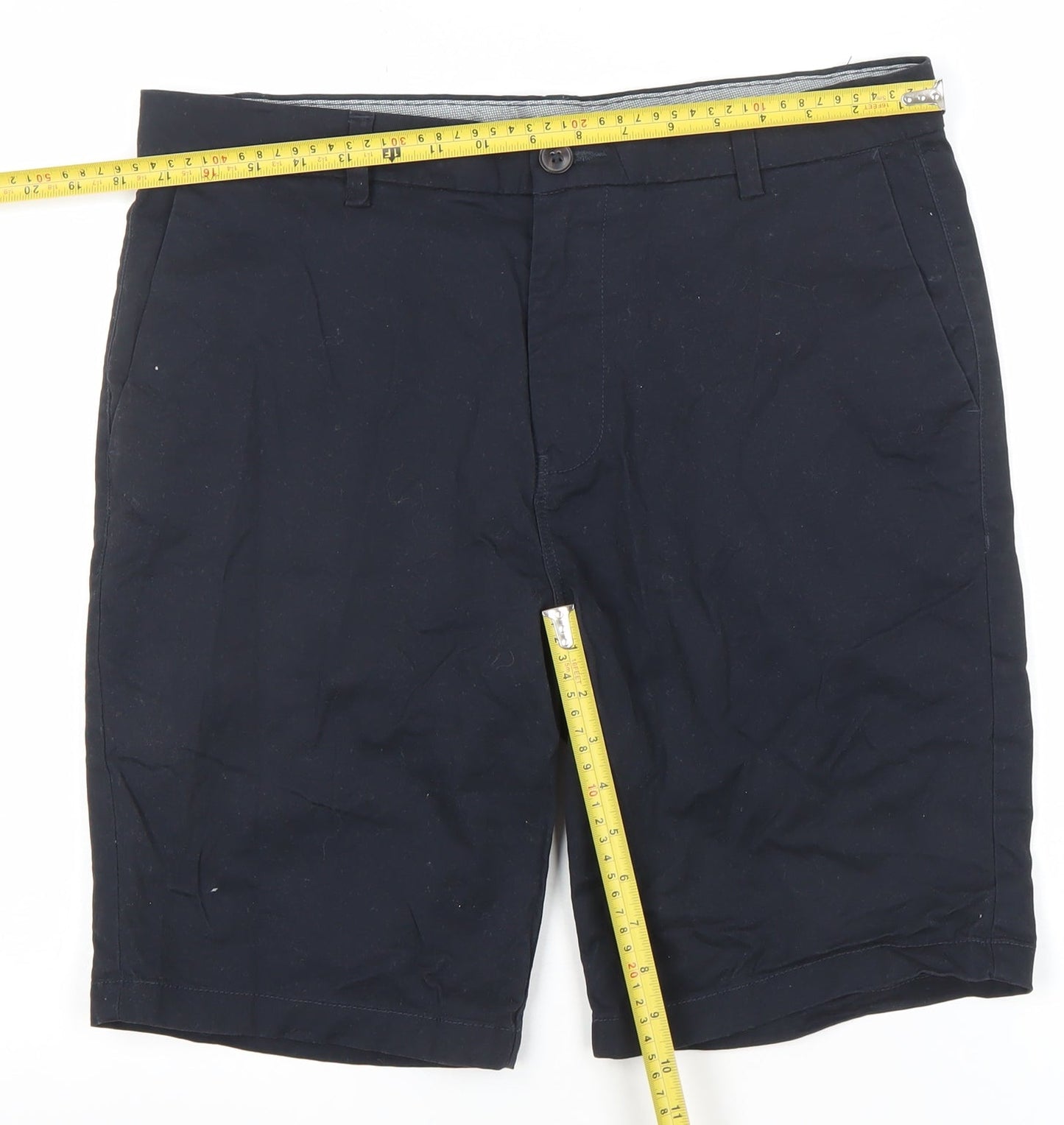 Next Men's Blue Chino Shorts Size 34 Regular Fit Cotton Blend